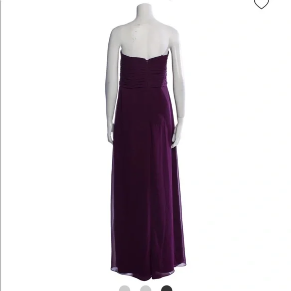 Monique Lhuillier Strapless Chiffon Gown Purple 12 - Picture 3 of 15